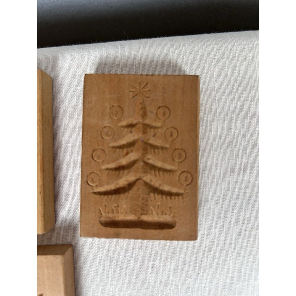 German Springerie cookie Molds carved fruitwood designs Set of 5